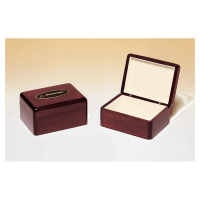 5 5/8" x 4 3/8" Rosewood Piano Finish Jewelry Box with Beige Felt Lining
