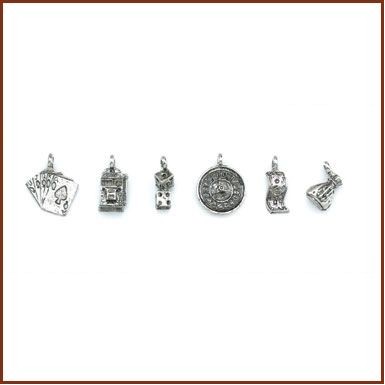 Set of 6 Gambling Stock Wine Charms On Card