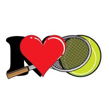 I Love Tennis w/ Racket Promotional Magnet w/ Strip Magnet (8 Square Inch)