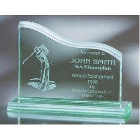 Small Waterfall Jade Glass Award (6"x7"x5/8")