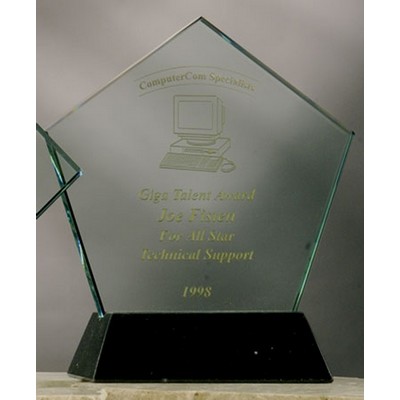 8" Jade Glass Pentagon Award