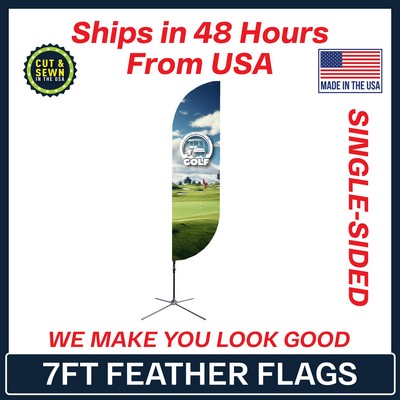 7' Feather Flag - Single Sided /w Chrome X Base - Made in the USA