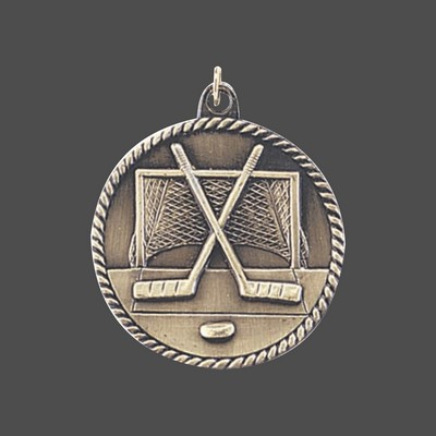 Gold Hockey High Relief Medal (2")