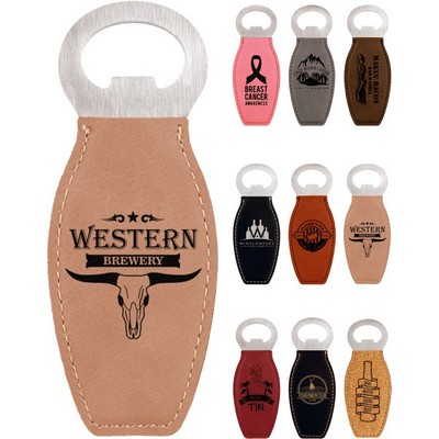 Branded Leatherette Bottle Opener with Magnet Laser Engraved