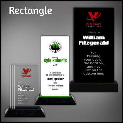 9" Rectangle Clear Budget Acrylic Award on a Black Base