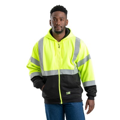 Berne® Apparel Men's Hi-Vis Class 3 Color Block Full-Zip Hooded Sweatshirt