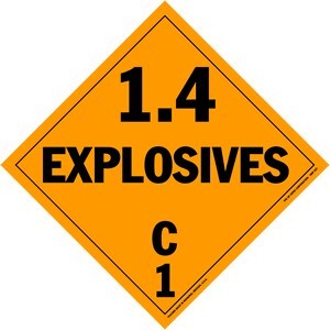 Explosives Class 1.4C Removable Vinyl Placard - 10.75" x 10.75"