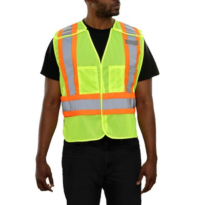 Reflective Apparel™ Hi-Vis 5 Point Breakaway X-Back Mesh Vest w/D-Ring