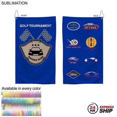 24 Hr Express Ship - Colored Microfiber Dri-Lite Terry Golf Towel, Sublimated 2 Side (15"x25")
