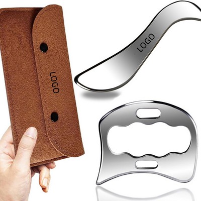 2" 1 Stainless Steel Muscle Scraper Tools Set Gua Sha Massage Scraper Scraping Tool