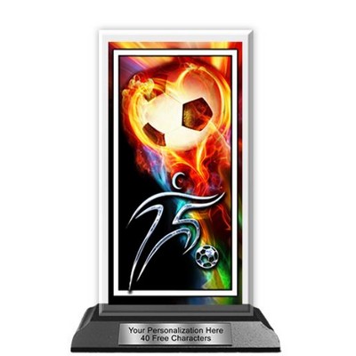 Acrylic Trophy 6" Tower, (Soccer Flame)