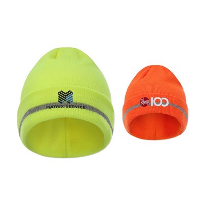 12" Folded Safety Beanie w/Reflective Threads