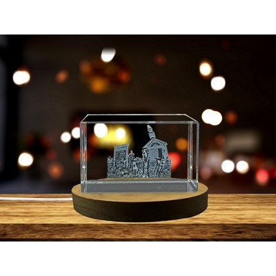 Dog Chapel 3D Engraved Crystal Trophy Award w/LED Base Light