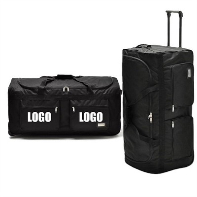 32-40" Waterproof Oxford Cloth Large Capacity Rolling Duffel Bag with Triple Wheel Base