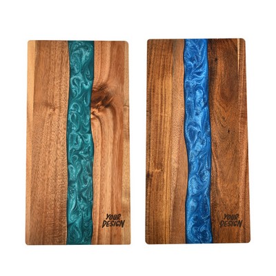 Resin River Natural Grain Wood Board Serving Tray
