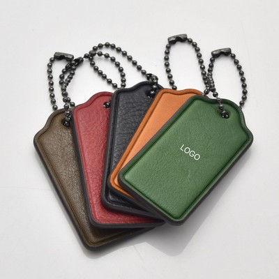 Genuine Cowhide Leather Hang Tag Premium Leather Keychain Charm Vintage Pendant for Bags & Backpack