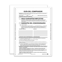 PEEL n SEAL™ Spanish Interior Implied Warranty Buyers Guide Window Sticker