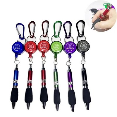 Carabiner Retractable Badge Reel Ballpoint Pen