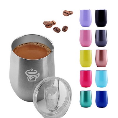 12Oz Double Wall Vacuum Thermal Eggshell Insulated Mug W/ Lid