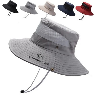 Unisex Breathable Wide Brim Bucket + Sun Fishing Hat