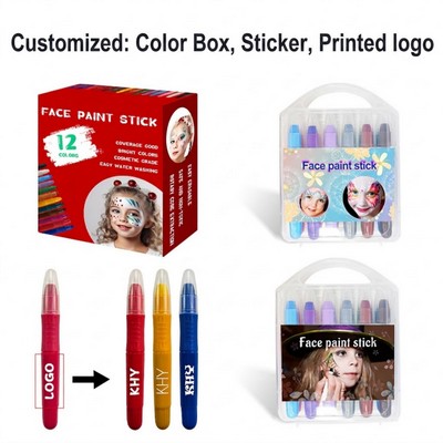12-Color Washable Face Paint Crayon Kit