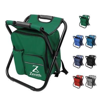 Oxford Folding Stool Backpack Insulated Cooler Bag Chair