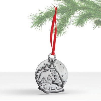 Classic Snowy Cottage Scene Ornament (1 5/8")