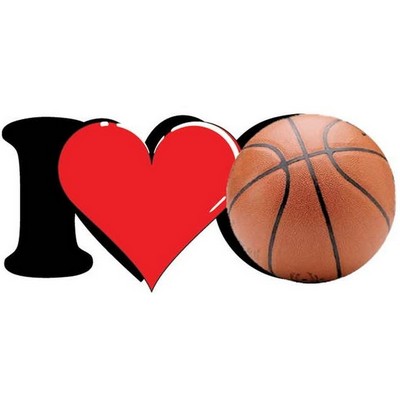 I Love Basketball Promotional Magnet w/ Strip Magnet (3 Square Inch)
