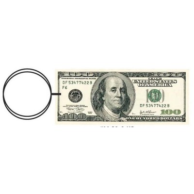 Hundred Dollar Bill Key Chain w/Clear Mirrored Back (3 Square Inch)
