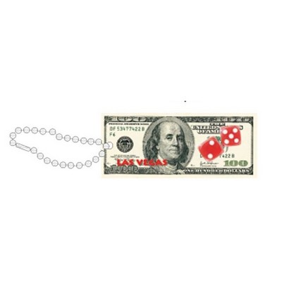 Las Vegas Dice $100 Bill Key Chain w/ Black Back (8 Square Inch)