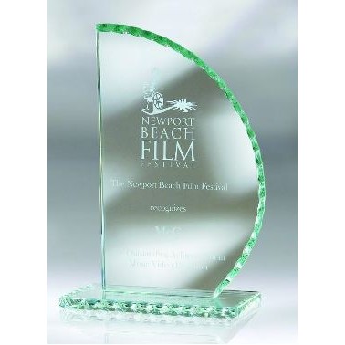 Large Jade Glass Pearl Edge Sail Award