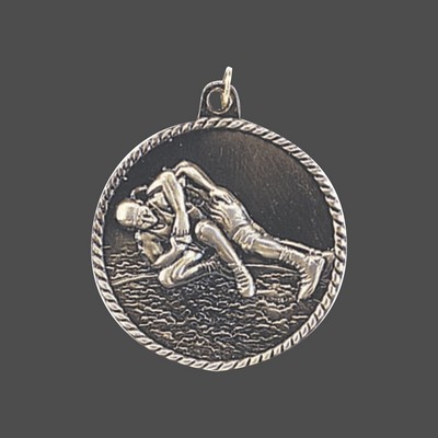 Bronze Wrestling High Relief Medal (2")