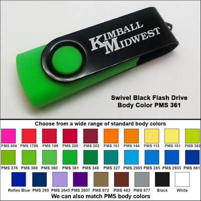 Swivel Black Flash Drive - 32 GB Memory - Body PMS 361