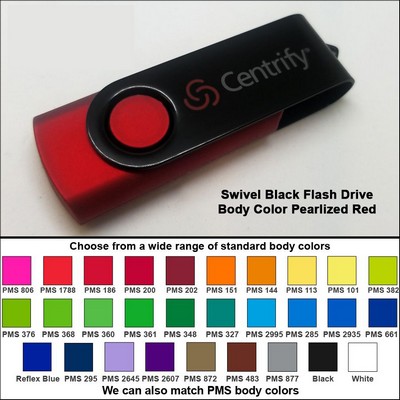 Swivel Black Flash Drive - 2 GB Memory - Body Pearlized Red