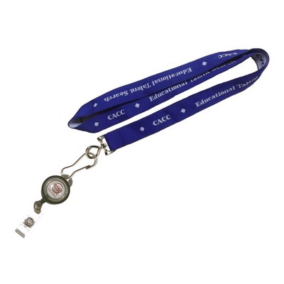3/4" Wide Woven Lanyard w/J-Hook Clip & Badge Reel Set