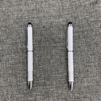 Solid White Metal Ballpoint Pen With Stylus Touch End