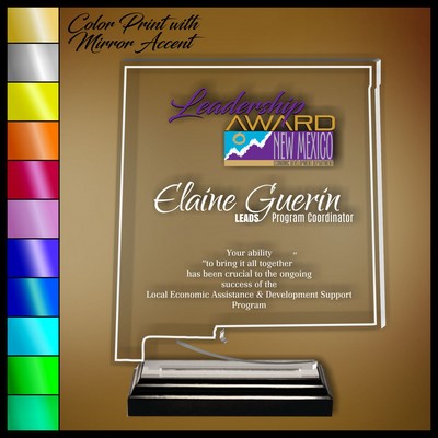 9" New Mexico Clear Acrylic Award with Color Print and Mirror Accent