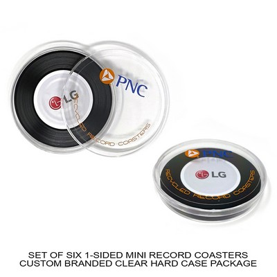 1-Sided Mini Record Coasters - Sets of 6 - Custom Hard Case