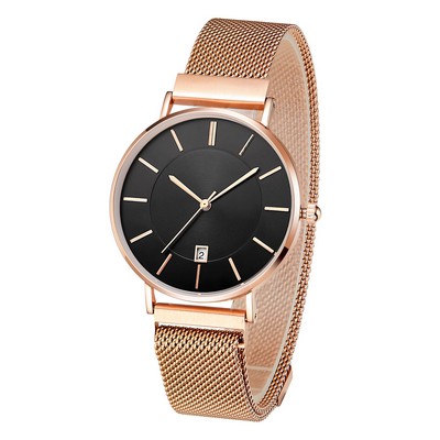 Ebony Wood & Mesh Watch