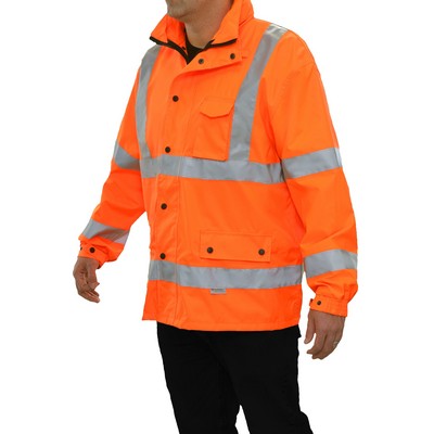 Reflective Apparel™ Mesh Lined Parka w/Detachable Hood -3M™ Scotchlite™/Fluorescent Red-Orange