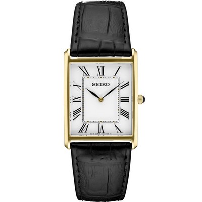 Seiko Men's Watch with Black Leather Strap
