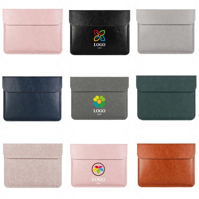 13" Pu Leather Laptop Sleeve Tablet Briefcase