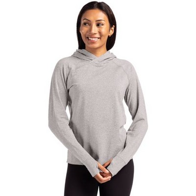Cutter & Buck Adapt Knit Recycled Womens Heathered Hooded Pullover
