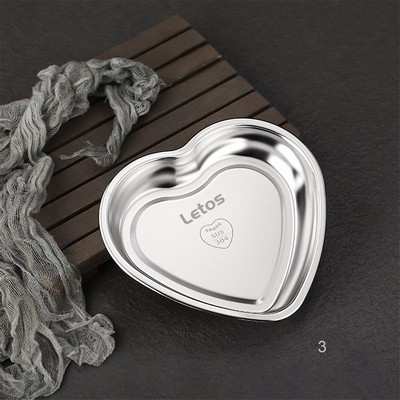 Stainless Steel Heart Shaped Mini Food Serving Plate