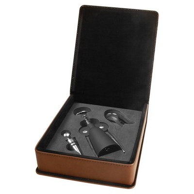 Leatherette 3 Piece Wine Tool Gift Set