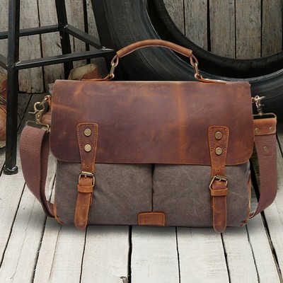 Vintage Canvas & Leather Messenger Bag
