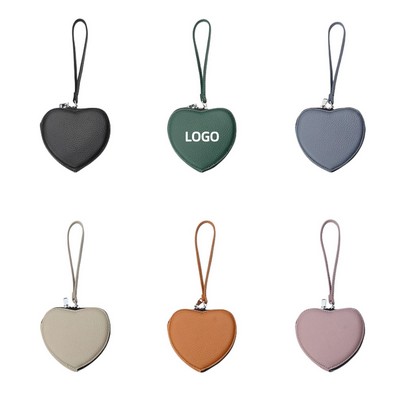 Genuine Leather Handheld Heart-shaped Purse