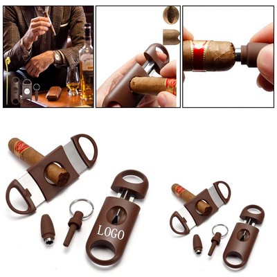 Double-edged stainless steel cigar cutter set