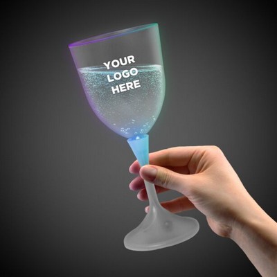 10 Oz. Laser Engraved Light Up Frosted Wine Glass w/White Stem