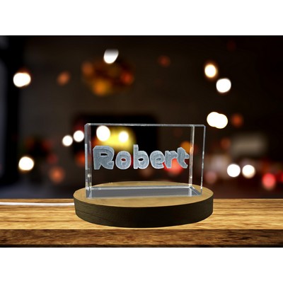 Robert 3D Engraved Crystal Trophy Award w/LED Base Light